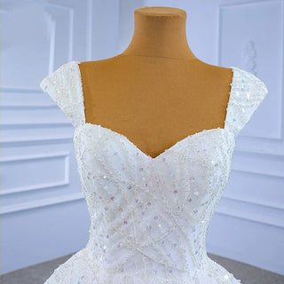 White Luxury Lace Evening Fabric Wedding Dress Bridal Gown