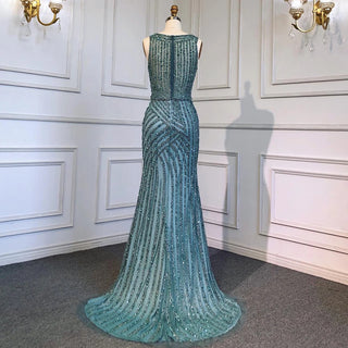 Elegant Ocean Blue: 2024 Mermaid Evening Dress with Beading, High Split, and Luxury Appeal