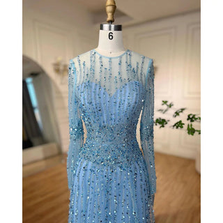 Muslim A-Line Beaded Luxury Arabic Evening Dress Gown 2024: for Women Wedding Party