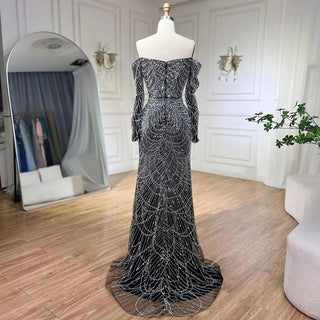 Dubai Nude Elegant Mermaid Evening Gown: Arabia Luxury Beaded for Women's Wedding Party 2024