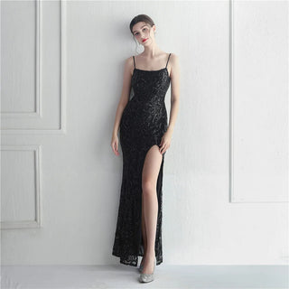 Sexy Backless Sequin Evening Dress with Slit - Luxury Stretch Strap Cocktail Party Prom Dress