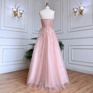 2024 Rose Gold Long A-Line Spaghetti Strap Celebrity Prom Dress: Perfect for Graduation, School Parties, and Beyond