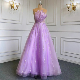 Lilac Luxury Beading Dubai Evening Dress: 2024 Long Elegant Scalloped Arabic Women's Formal Prom Dress