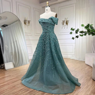 2024 Elegant Black Beaded A-Line Evening Gown: Off-Shoulder Luxury Dress for Women - Long Party Dress