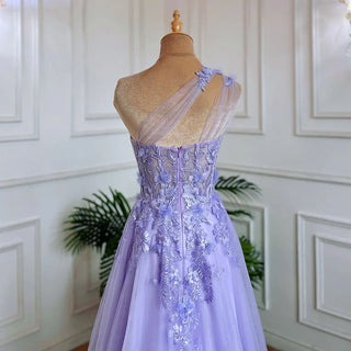 Lilac One-Shoulder Split Long Dress: 2024 Flower Graduation Party Gown for School Events and Proms