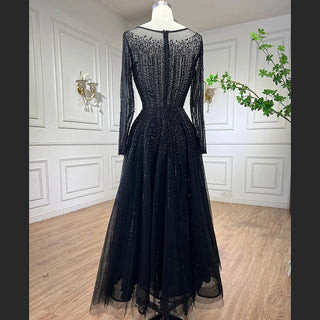 Muslim Ivory Luxury Evening Dress 2024 - A-Line Ankle-Length Beaded Formal Gown for Wedding Party