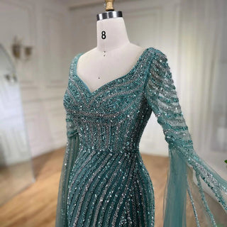 Blue Sweetheart Mermaid Evening Gown with Beaded Overskirt - Luxury Dress for Women's Wedding Party (2024)