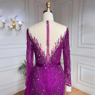 Elegant Purple Mermaid Evening Gown 2024: Lace Beaded Skirt, Luxury for Women's Wedding Party