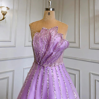 Lilac Luxury Beading Dubai Evening Dress: 2024 Long Elegant Scalloped Arabic Women's Formal Prom Dress