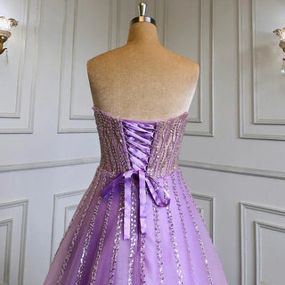 Lilac Luxury Beading Dubai Evening Dress: 2024 Long Elegant Scalloped Arabic Women's Formal Prom Dress