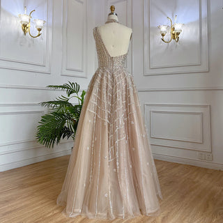 Ships in 1 to 3 Days – Luxury Beaded Dubai Lilac Evening Dress: Elegant Long Arabic Prom Formal Gown for Women's Wedding Party 2024