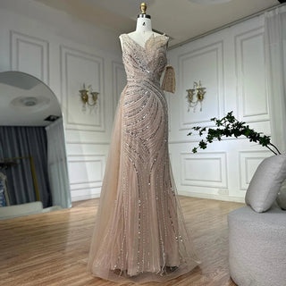 Ships in 2 to 5 Days - 2025 Arabic Pink Mermaid Evening Gown with One Shoulder and Beaded Detailing - Elegant Long Dress for Formal Occasions