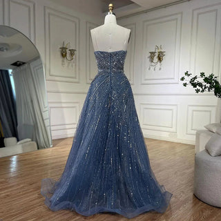 Ships in 1 to 3 Days - Arabic Caramel A-Line Strapless Beaded Luxury Dubai Evening Dresses Gowns For Women Wedding Party 2024