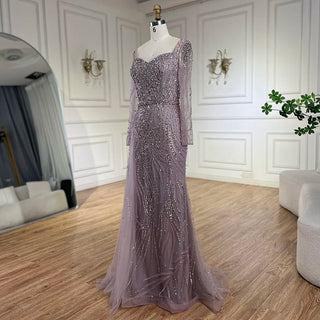 Arabian Blush Mermaid Overskirt - Luxurious Beaded Evening Gown for Women's Wedding Party 2024