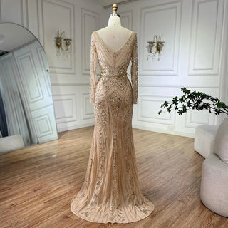 2024 Dubai Arabia Luxury Beaded Evening Dress - Green Elegant Split Mermaid Gown for Women's Wedding Parties