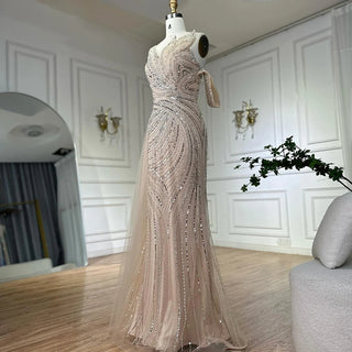 Ships in 2 to 5 Days - 2025 Arabic Pink Mermaid Evening Gown with One Shoulder and Beaded Detailing - Elegant Long Dress for Formal Occasions