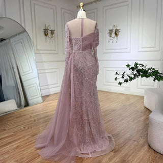 Dubai Arabian Nights: 2024 Nude Mermaid Evening Gown with Overskirt - Luxury Dress for Women's Wedding Party