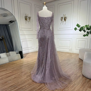 Arabian Blush Mermaid Overskirt - Luxurious Beaded Evening Gown for Women's Wedding Party 2024