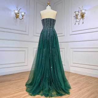 Ships in 1 to 3 Days - Arabic Green Cape Sleeves A-Line Beaded Evening Dress - Long Celebrity Gown for Women's Wedding Party 2024