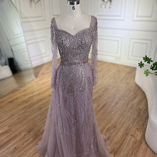 Arabian Blush Mermaid Overskirt - Luxurious Beaded Evening Gown for Women's Wedding Party 2024