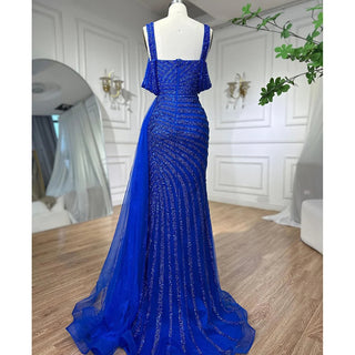 Arabic Caramel Mermaid High Split Elegant Beaded Luxury Evening Dress Gown for Women Party 2024