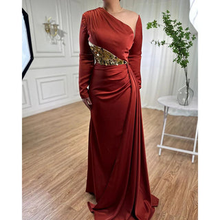 Ships in 1 to 3 Days - Wine Red Mermaid High Split Satin Evening Gown: Elegant O Neck for Women's Party 2024