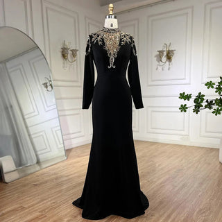 2024 Dubai Satin Mermaid Beaded Luxury Arabic Evening Dresses Gowns for Women's Wedding Party