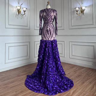 Purple Long Prom Dress 2024 - Luxury Sequined Sexy Mermaid Style for Black Girl Prom Gala Party Gowns 2024