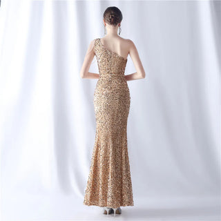 Stunning One-Shoulder Sequin Prom Dress with Ankle-Length Mermaid Evening Dresses