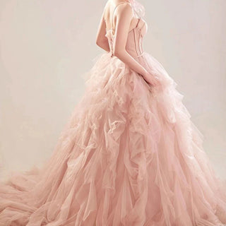 Elegant Evening Dress with Pleated Tulle and A-Line Silhouette