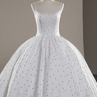 Elegant Spaghetti Strap Dot Ball Gown Bridal Wedding Dress