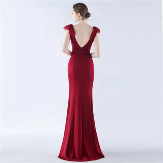 Elegant V-Neck Floor-Length Prom Dress Trumpet Mermaid Gown