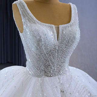 Elegant Square Collar Puffy Bridal Wedding Ball Gown Dresses