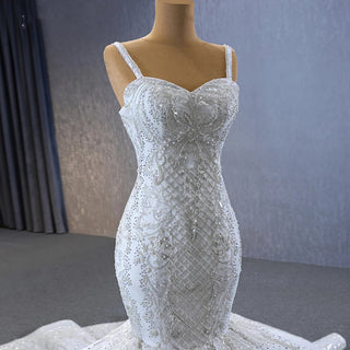 Sexy Spaghetti Strap Ivory Mermaid Wedding Dress for Women