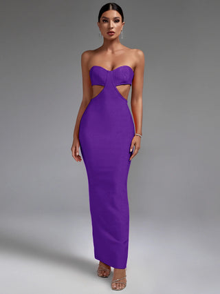 Strapless Cut-Out Bodycon Maxi Dress for Women 2024