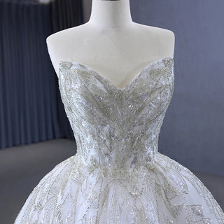 Luxury Strapless Beaded Sequin Empire Bridal Wedding Dress