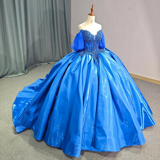 Beautiful Off-Shoulder Sweetheart Royal Blue Quinceañera Dress