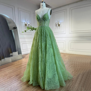 2024 Arabic Lemon Elegant Spaghetti Strap Backless A-Line Prom Dress for Women Wedding Party