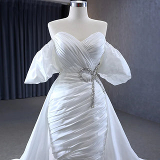 Simple Sweetheart Off-Shoulder Modern Bridal Gown Wedding Dress