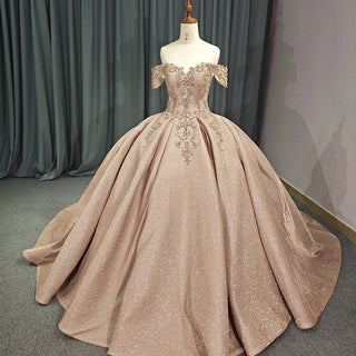 Crystal Sweetheart Off Shoulder Empire Ball Gown Quinceañera Dresses