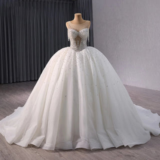 Rhinestone Tassel Empire Ball Gown Women's Wedding Dresses