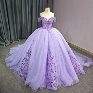 Elegant Purple Long Tail Quinceañera Dresses 2024 Empire