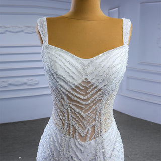 Chic Sequins Beaded Illusion Mermaid Wedding Dress for Women