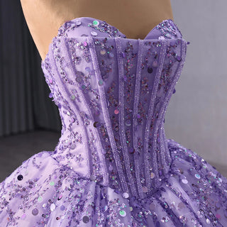 Shiny Sleeveless Purple Sweetheart Quinceañera Dresses For 15 Girls