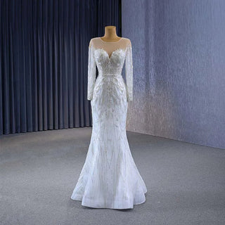 Gorgeous Illusion Mermaid Wedding Dress with Detachable Train