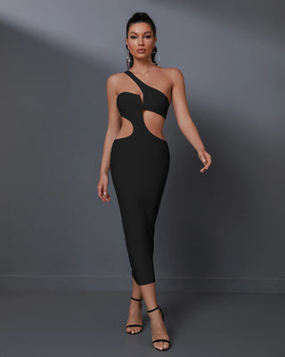 Ships in 1 to 3 Days - Sexy Cut-Out Night Club Style Women’s Dress - Luxury Mid-Length Sleeveless Sling Casual Evening Party Dress