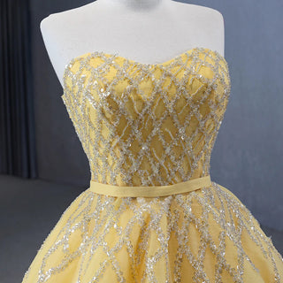 Beautiful Yellow Empire Sleeveless Evening Party Women's Dresses.