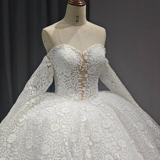 Beautiful Empire Waist Lace Sweetheart Wedding Dress with Floral Embellishments