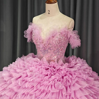 Elegant Pink Quinceañera Gown - Cake Dress