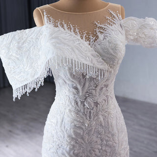 Vintage Off-Shoulder Embroidered Mermaid Wedding Long Dress